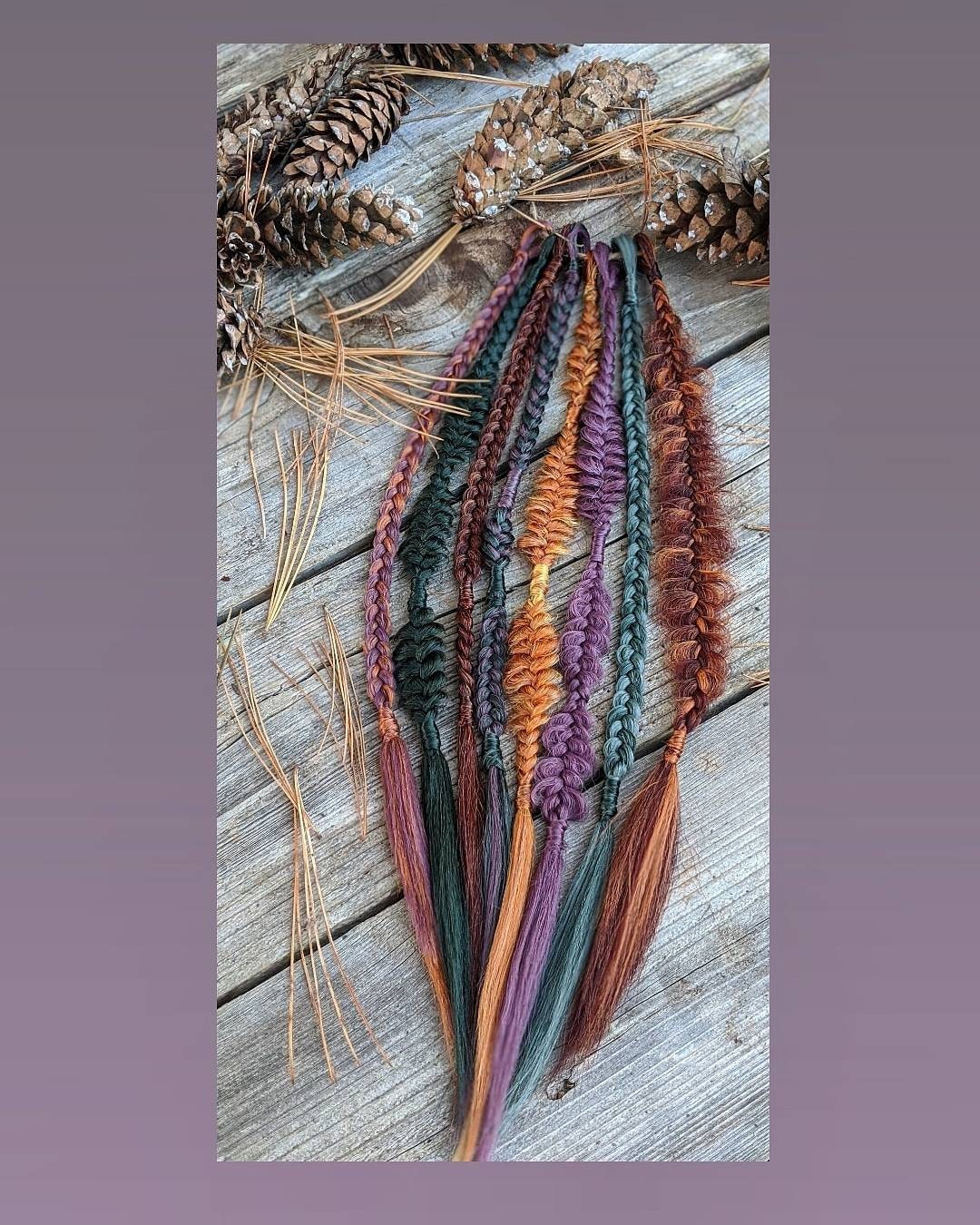 Braids accent set of 8 mixed puffy, fishtail, box, mixed braids. Pastel unicorn. Autumn. Mauve. Cherry. Black. Silver white. lilac Plum