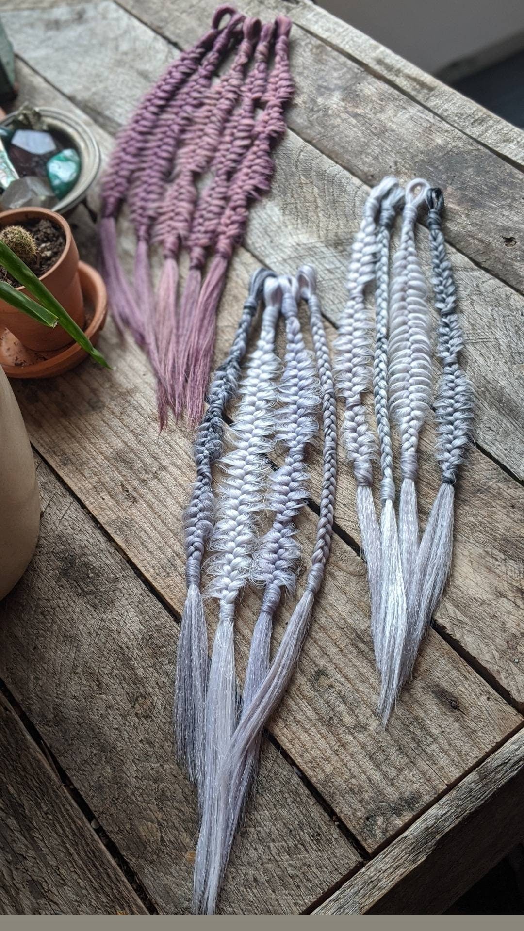 Braids accent set of 8 mixed puffy, fishtail, box, mixed braids. Pastel unicorn. Autumn. Mauve. Cherry. Black. Silver white. lilac Plum