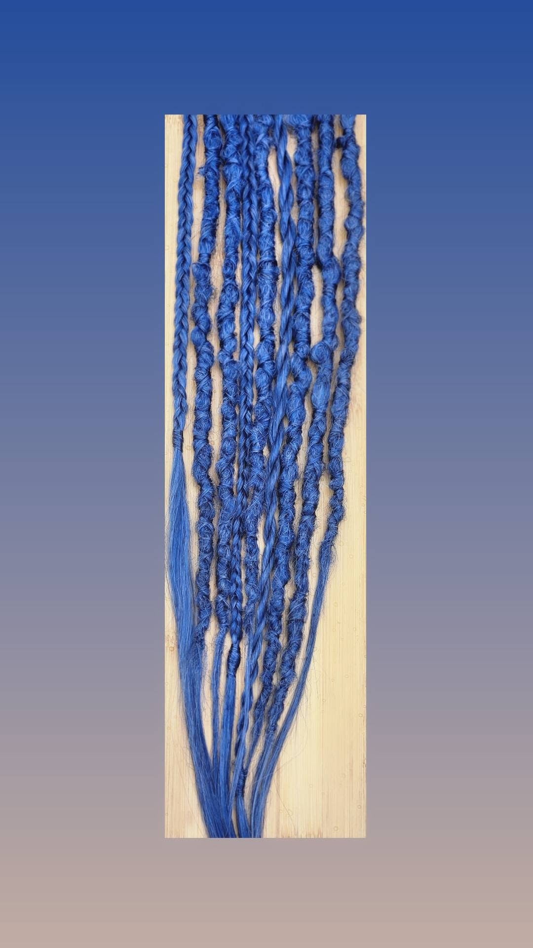 Midnight Blue Ready to Ship set of 6 Single Ended Blue Dreadlocks and 3 Braids