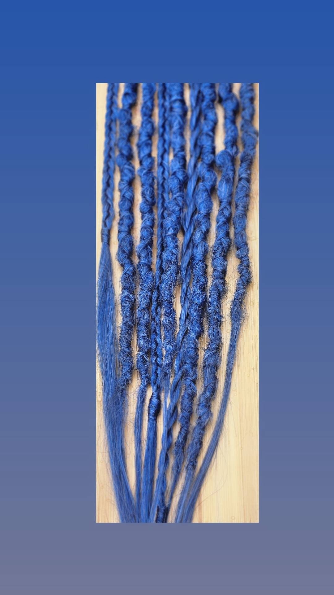 Midnight Blue Ready to Ship set of 6 Single Ended Blue Dreadlocks and 3 Braids