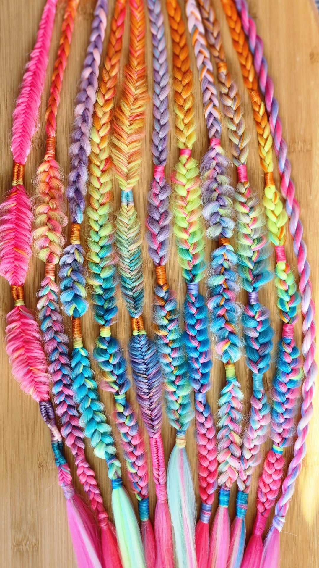 Braids accent set of 8 mixed puffy, fishtail, box, mixed braids. Pastel unicorn. Autumn. Mauve. Cherry. Black. Silver white. lilac Plum