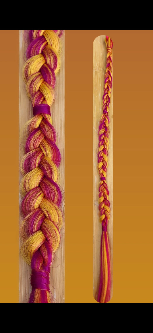 Pink And Yellow Festival Braid On Nylon Hairband