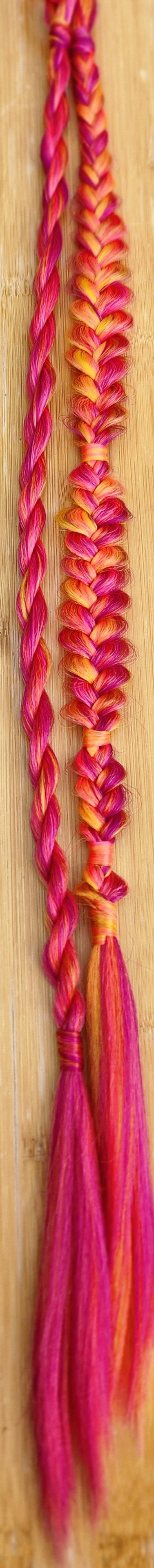 Pink and Yellow Single Braid and Twist on Nylon Hairband