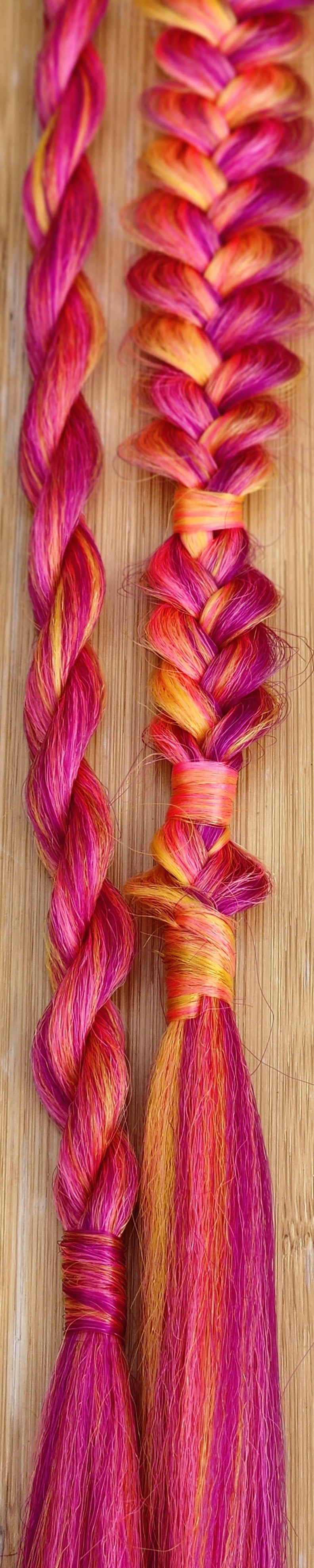 Pink and Yellow Single Braid and Twist on Nylon Hairband