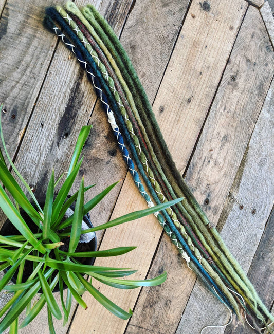 Custom  Synthetic Single Ended Wool Dreadlock Extensions. Mulitcolor. Hemp Wrap. Blue. Green Purple Festival Hair. Hair Wrap. dread