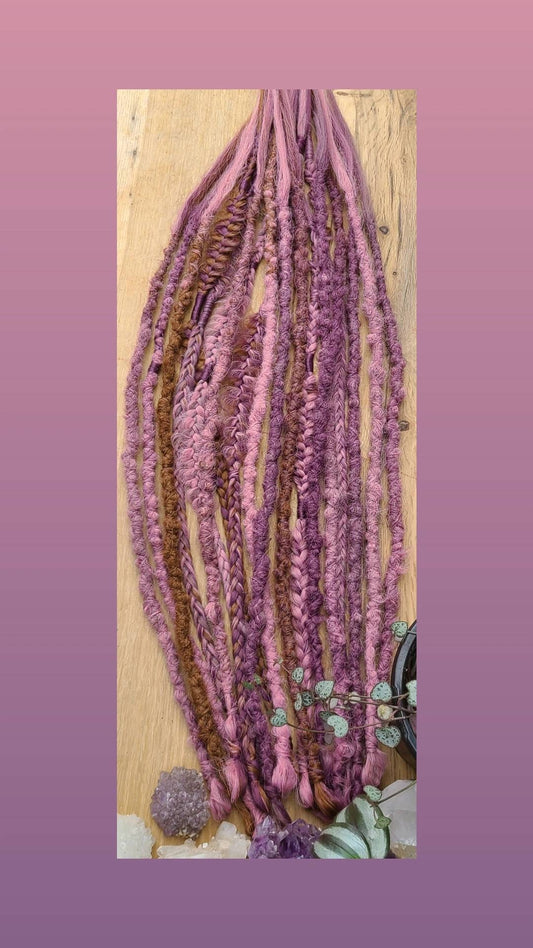 Black Cherry, Rose,Mauve, Vintage Pink, Brown  Dreads and Braids accent set. Natural Crochet Texture. Soft hair extensions
