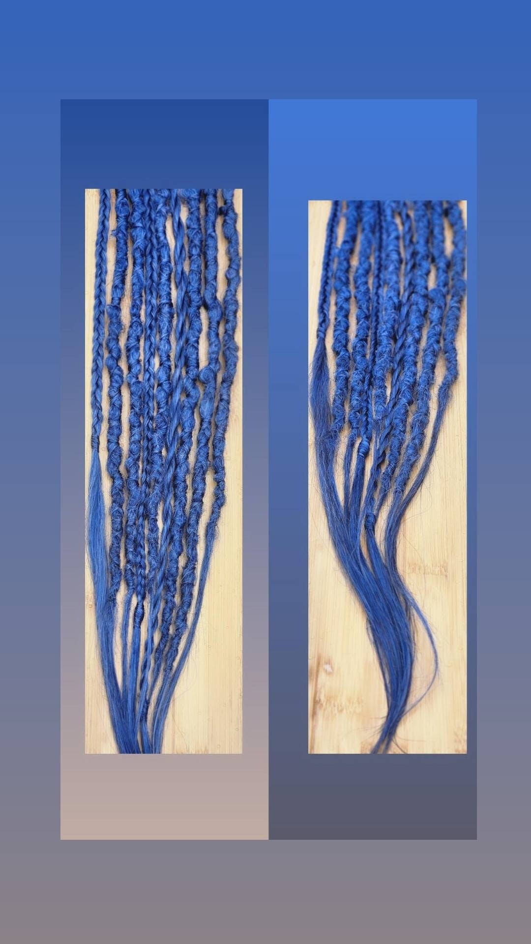 Midnight Blue Ready to Ship set of 6 Single Ended Blue Dreadlocks and 3 Braids