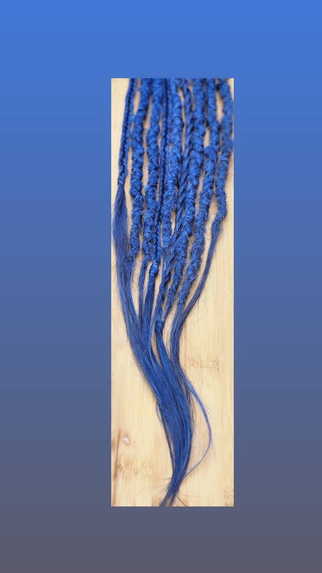 Midnight Blue Ready to Ship set of 6 Single Ended Blue Dreadlocks and 3 Braids